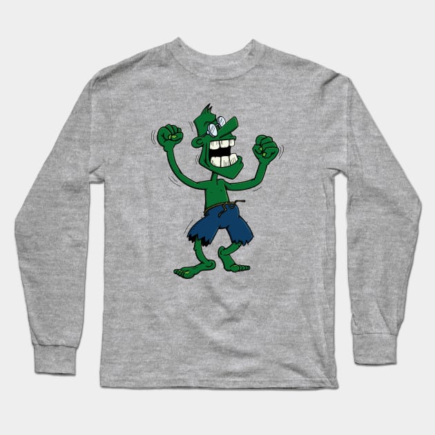 Angry Green Man Long Sleeve T-Shirt by schlag.art